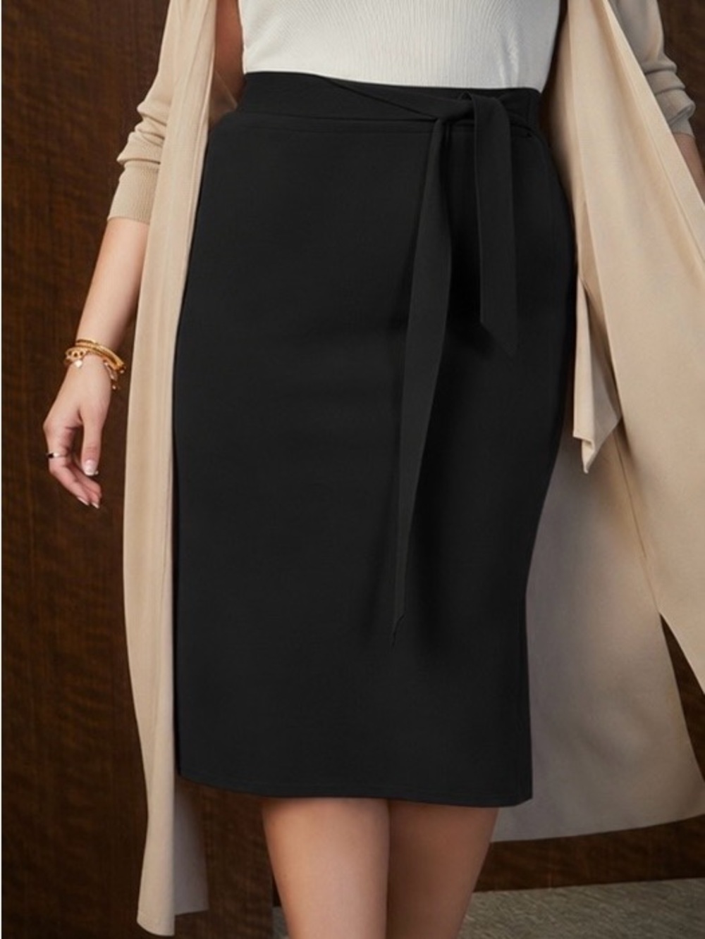 ELOQUII Tie waist midi skirt black 14/16 NWT